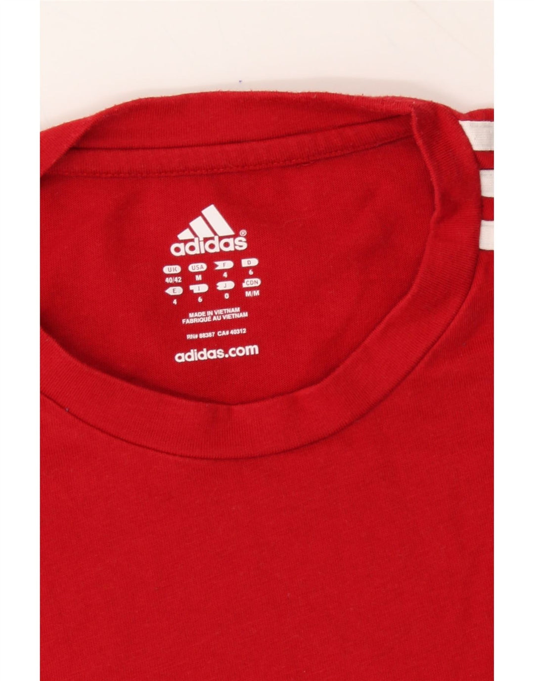 ADIDAS Mens T-Shirt Top UK 40/42 Medium Red Cotton Vintage Adidas and Second-Hand Adidas from Messina Hembry 