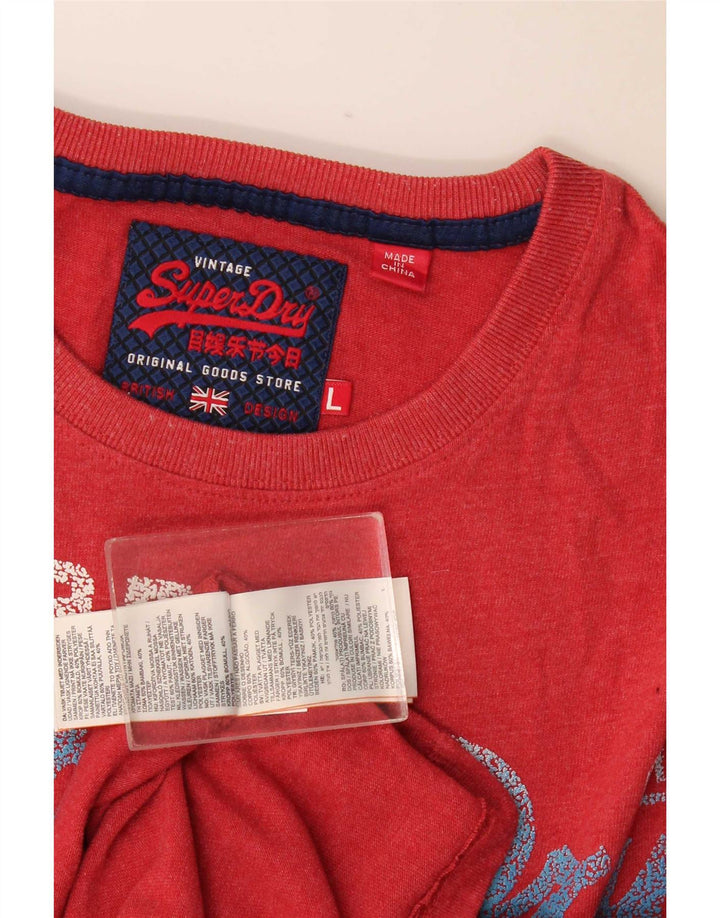 Superdry Mens Graphic T-Shirt Top Large Red Cotton