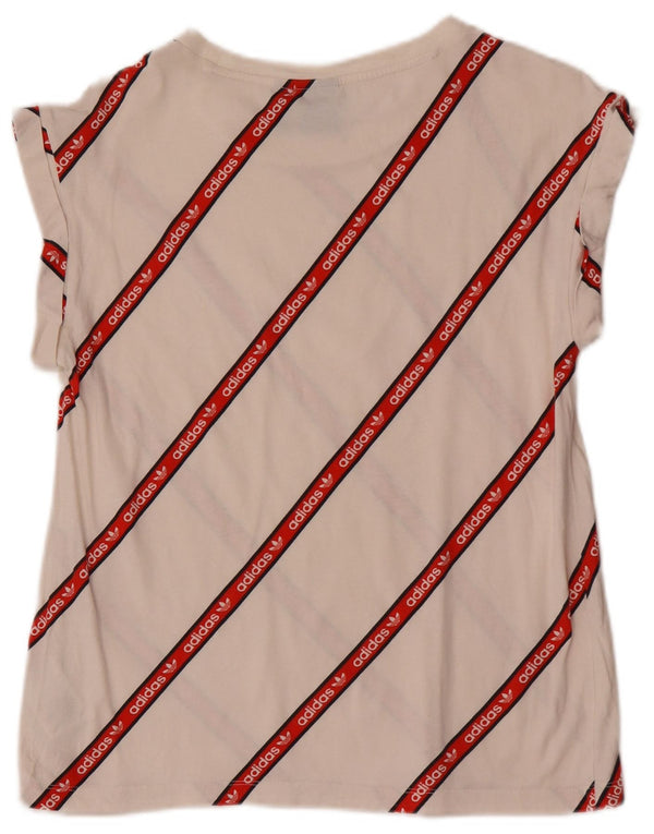 Adidas Womens Graphic T-Shirt Top UK 8 Small White Striped Cotton