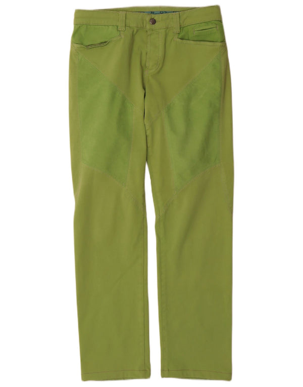 9.2 by Carlo Chionna Mens Straight Casual Trousers W34 L30 Green Cotton