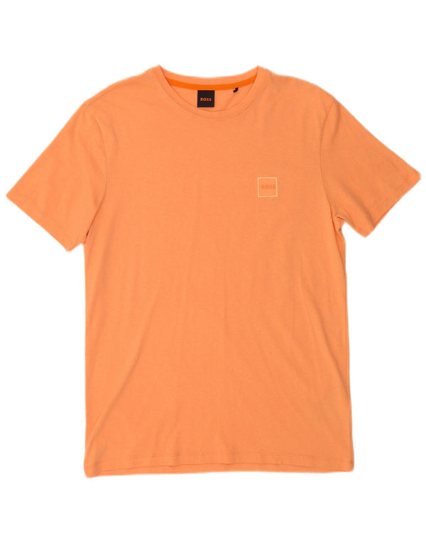 Hugo Boss Mens T-Shirt Top Medium Orange Cotton