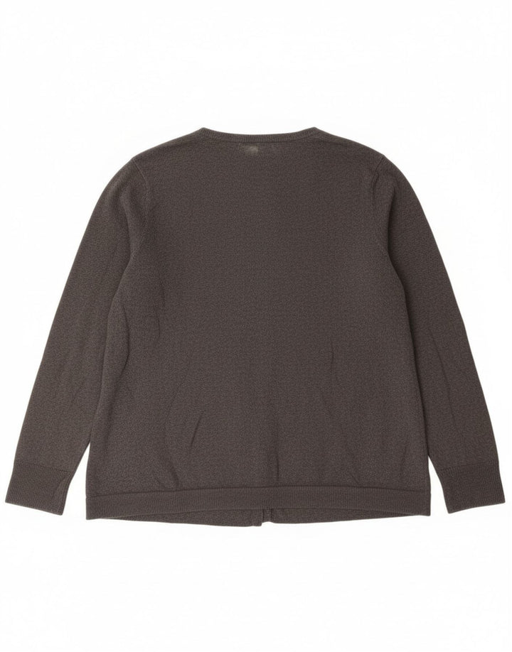 Eddie Bauer Womens Cardigan Sweater UK 20 2XL Grey Cotton