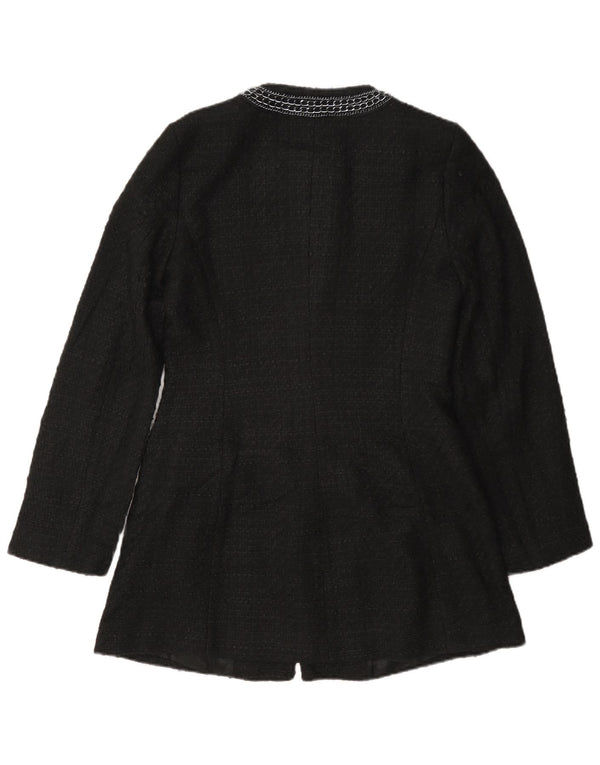 Zara Womens Overcoat UK 12 Medium Black Polyester