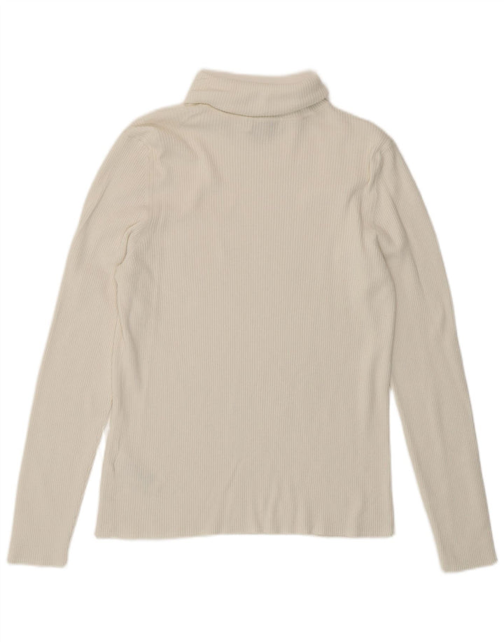 Marks & Spencer Womens Top Long Sleeve UK 14 Medium White Viscose