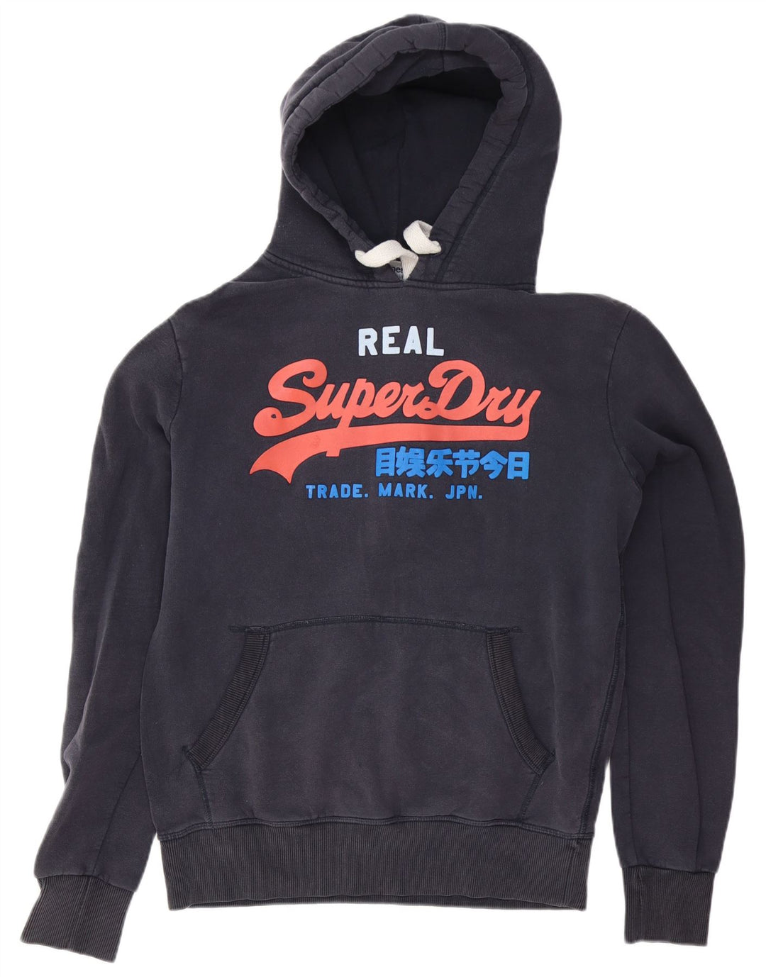 Superdry Mens Graphic Hoodie Jumper Medium Navy Blue Cotton
