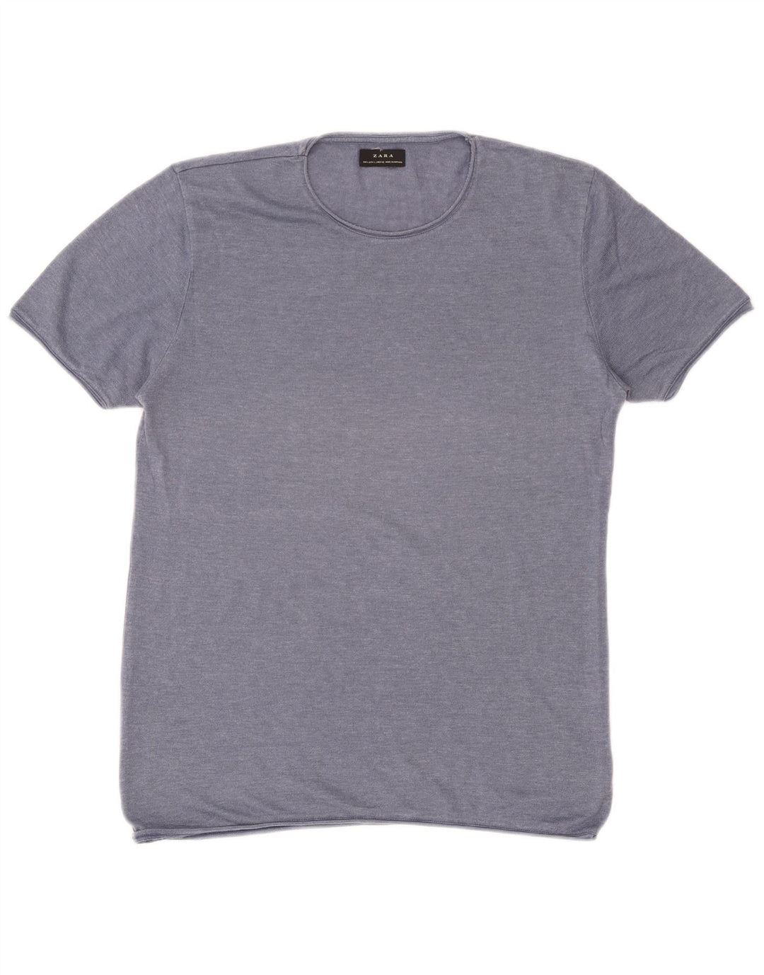Zara Mens T-Shirt Top Large Blue Cotton