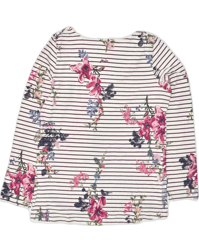 JOULES Womens Graphic Top Long Sleeve UK 12 Medium White Floral Cotton | Vintage Joules | Thrift | Second-Hand Joules | Used Clothing | Messina Hembry 