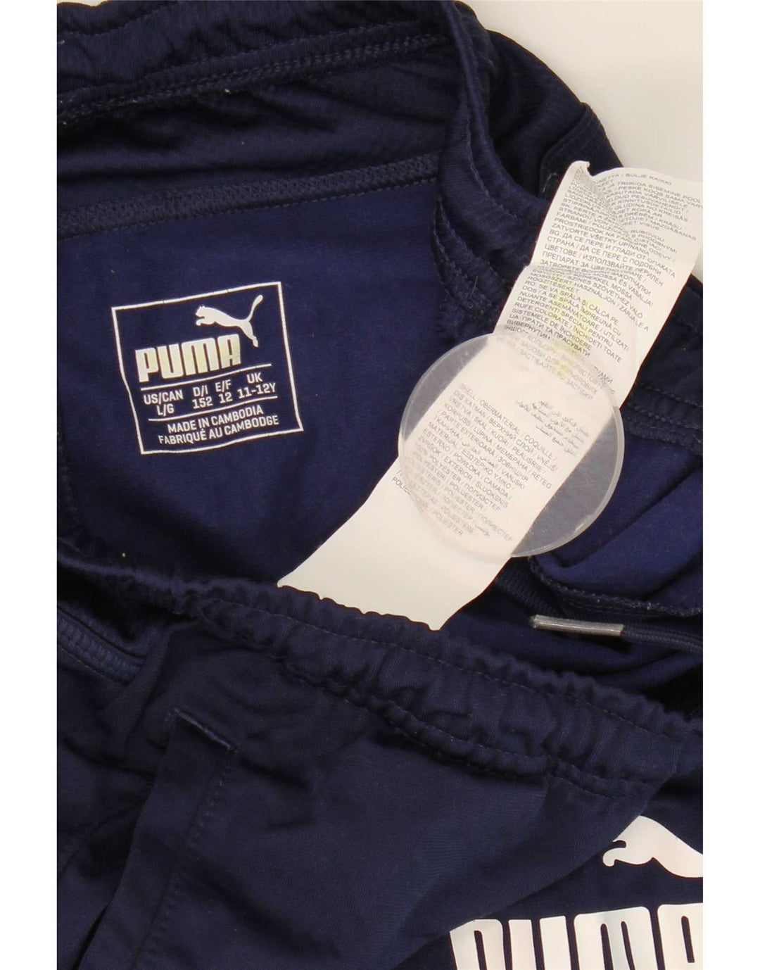 Puma Boys Graphic Tracksuit Trousers 11-12 Years Navy Blue Polyester