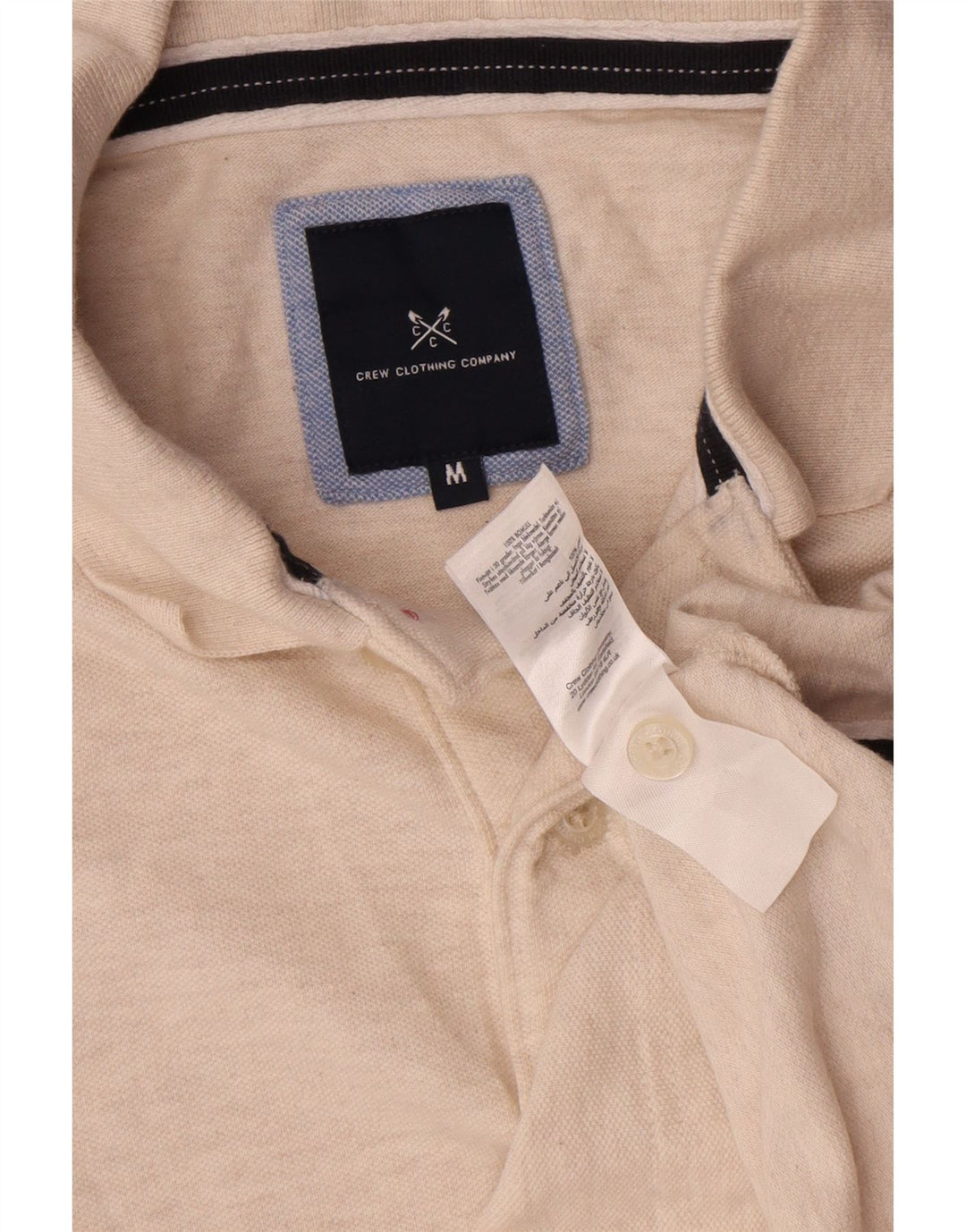 Crew Clothing Mens Polo Shirt Medium Beige Flecked Cotton
