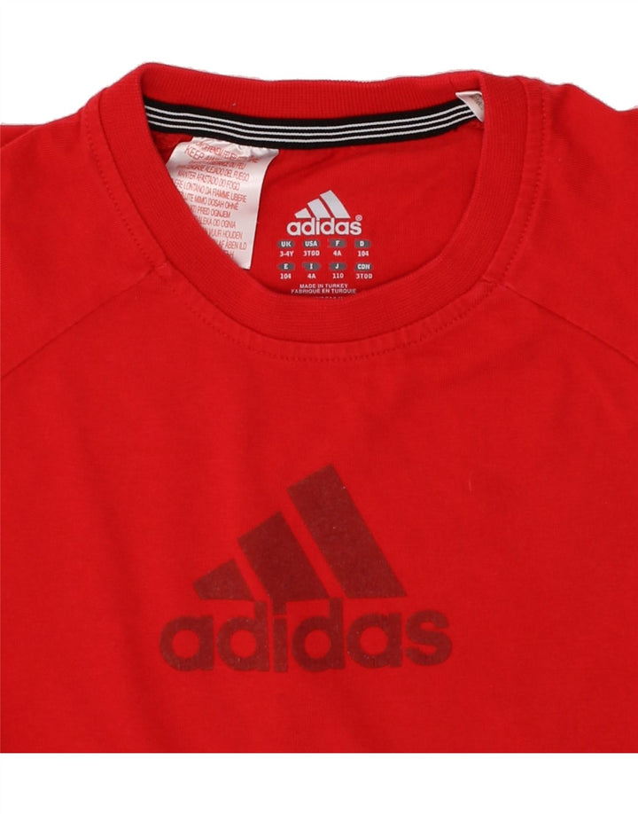 ADIDAS Boys Graphic T-Shirt Top 3-4 Years Red Cotton Vintage Adidas and Second-Hand Adidas from Messina Hembry 