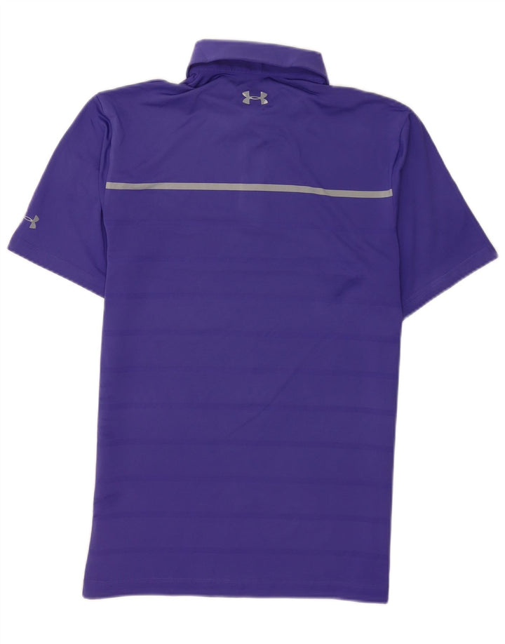 Under Armour Mens Polo Shirt Small Purple Striped Polyester