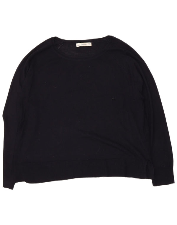 ZARA Womens Boat Neck Jumper Sweater UK 16 Large Black Viscose