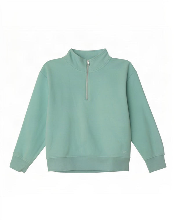 Crew Clothing Womens Zip Neck Sweatshirt Jumper UK 16 Large Turquoise Nylon