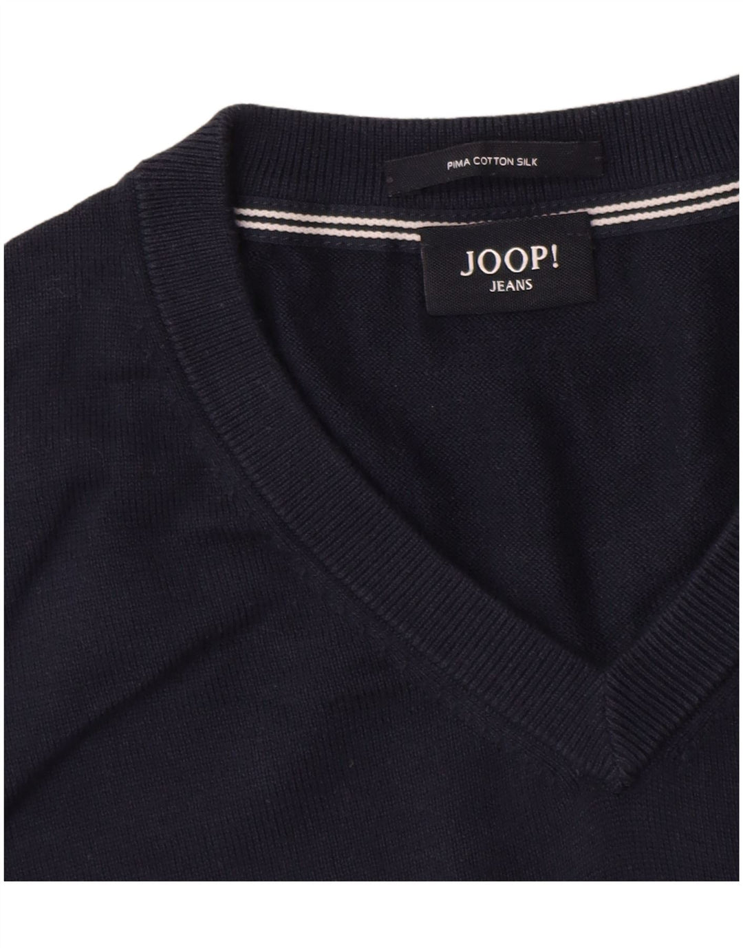 Joop Mens V-Neck Jumper Sweater Large Navy Blue Cotton