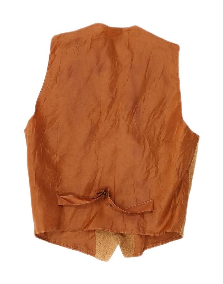 Vintage Mens Suede Waistcoat Small Brown Leather