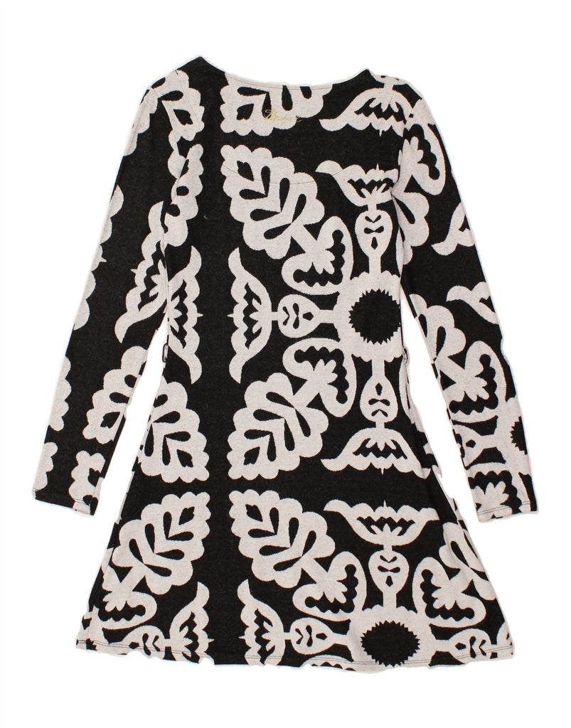 DESIGUAL Womens Graphic A-Line Dress UK 12 Medium Black Floral Viscose | Vintage Desigual | Thrift | Second-Hand Desigual | Used Clothing | Messina Hembry 