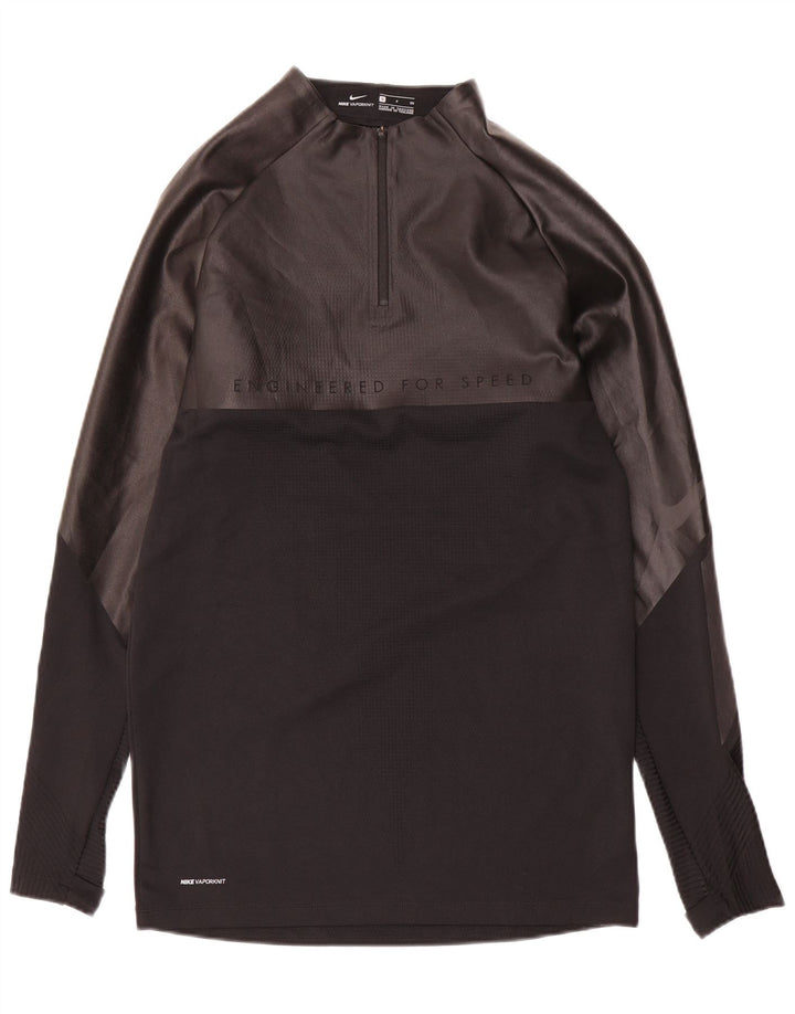 NIKE Mens Graphic Zip Neck Pullover Tracksuit Top Small Black Colourblock