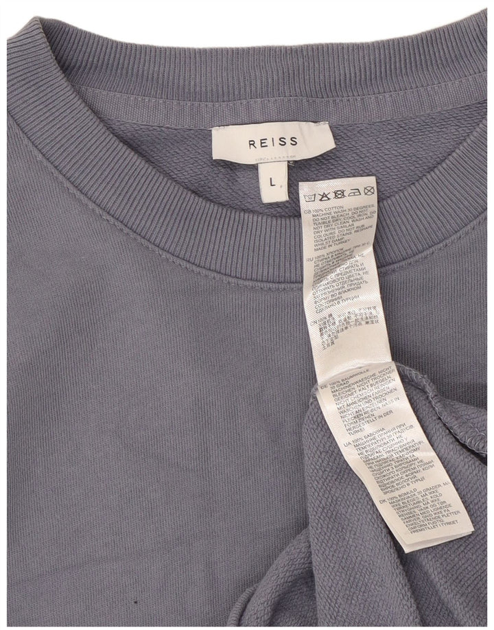 REISS Mens Sweatshirt Jumper Large Blue Cotton