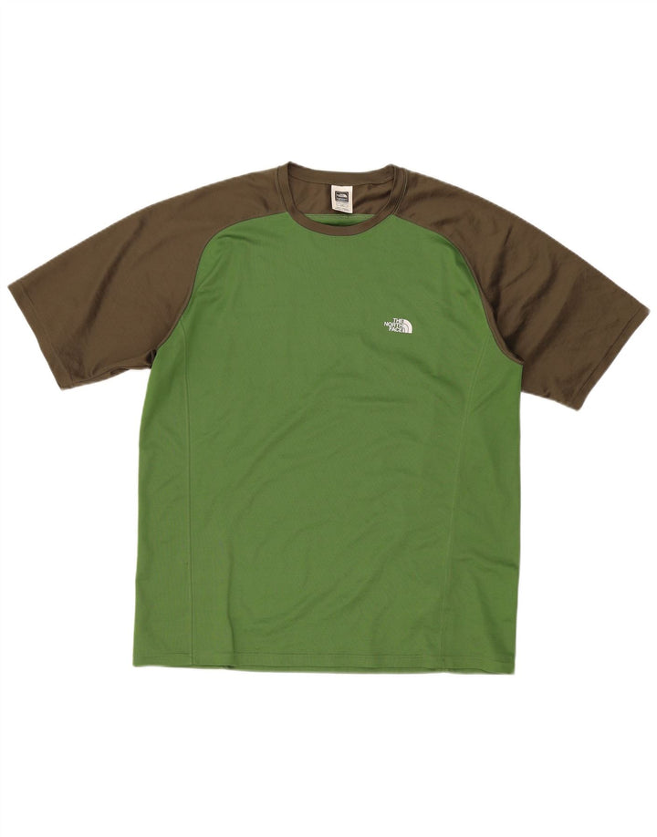 The North Face Mens T-Shirt Top Large Green Colourblock Polyester