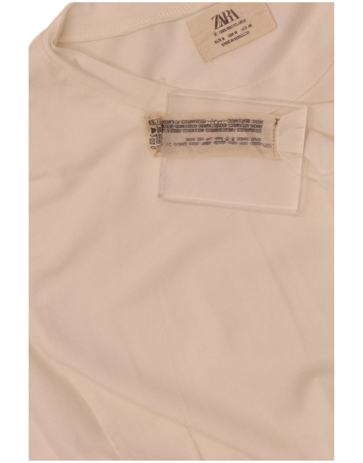 Zara Mens T-Shirt Top Medium White Cotton