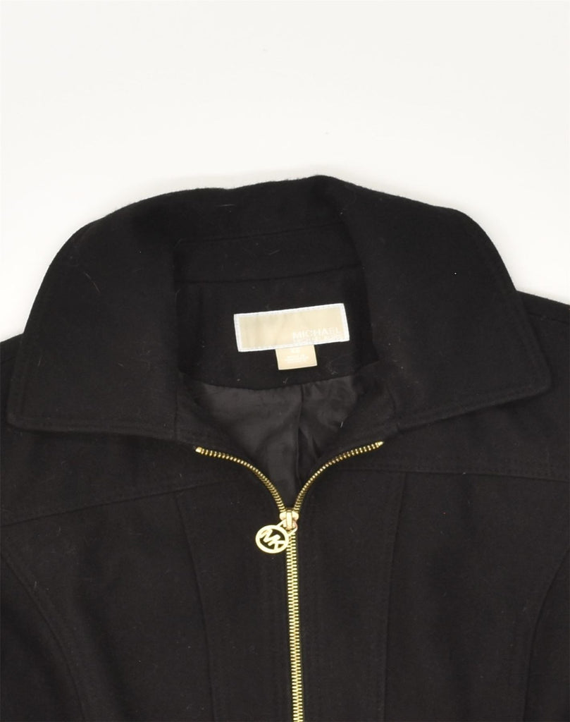 MICHAEL KORS Womens Overcoat UK 4 XS Black Wool | Vintage Michael Kors | Thrift | Second-Hand Michael Kors | Used Clothing | Messina Hembry 