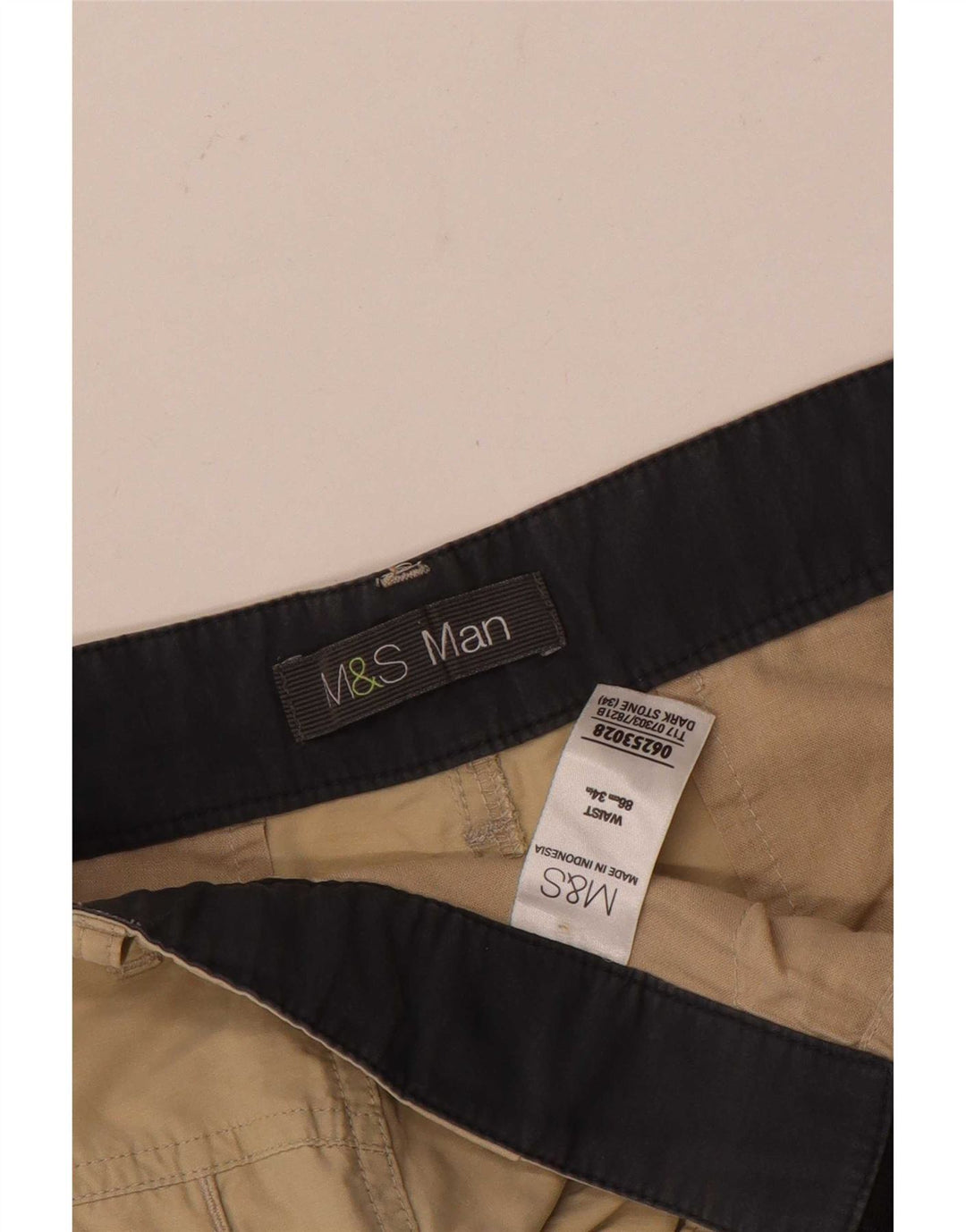 Marks & Spencer Mens Cargo Shorts W34 Large Beige Cotton
