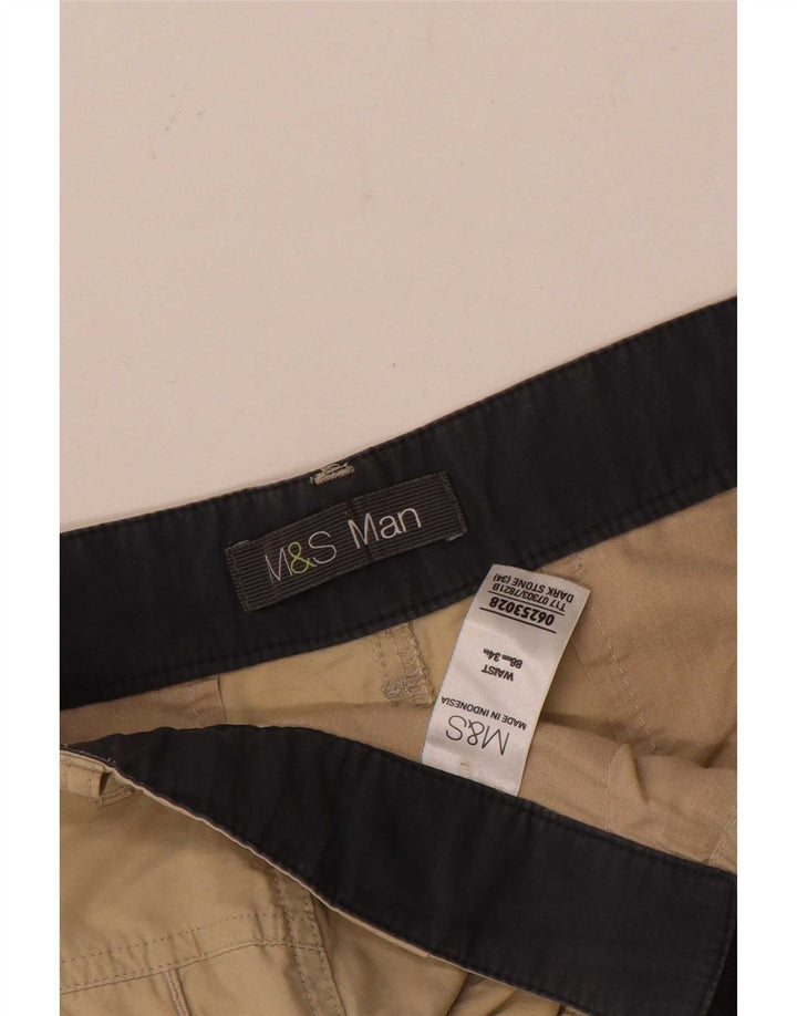 Marks & Spencer Mens Cargo Shorts W34 Large Beige Cotton