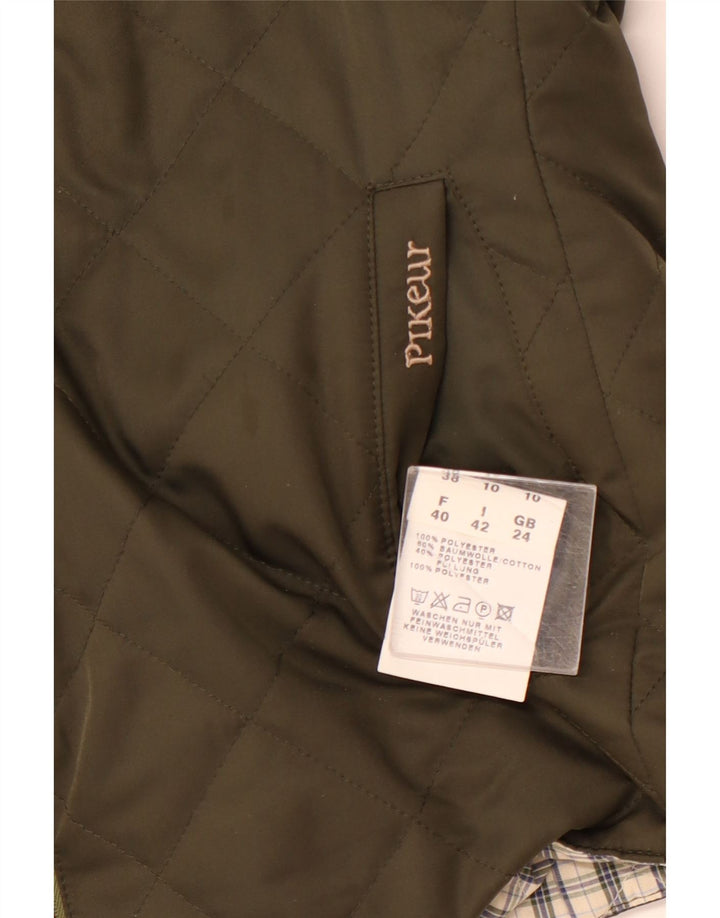 PIKEUR Womens Reversible Quilted Gilet IT 42 Medium Khaki Polyester