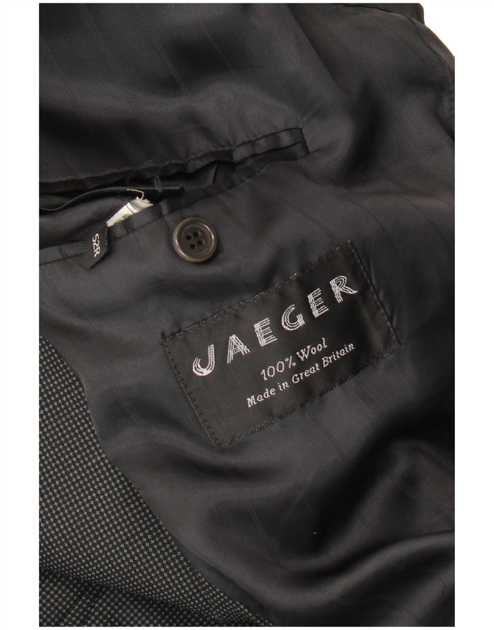 JAEGER Mens Double Breasted Blazer Jacket IT 52 XL Grey Check Wool