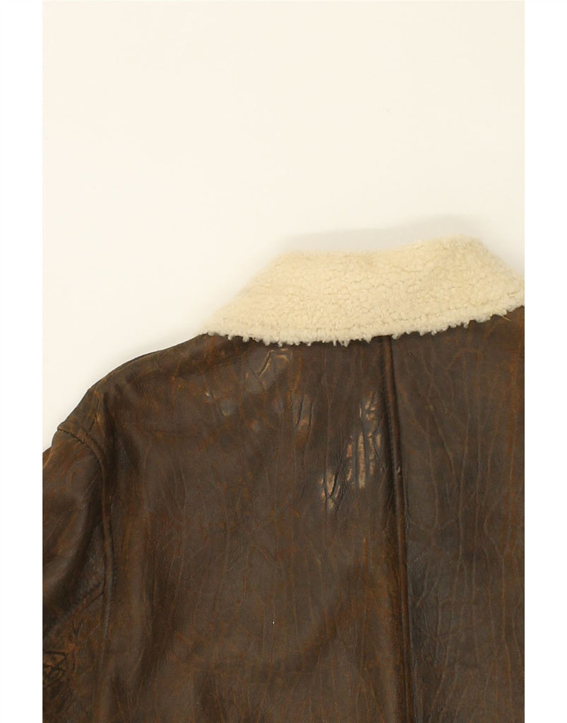 VINTAGE Mens Sherpa Jacket IT 50 Large Brown Leather | Vintage Vintage | Thrift | Second-Hand Vintage | Used Clothing | Messina Hembry 