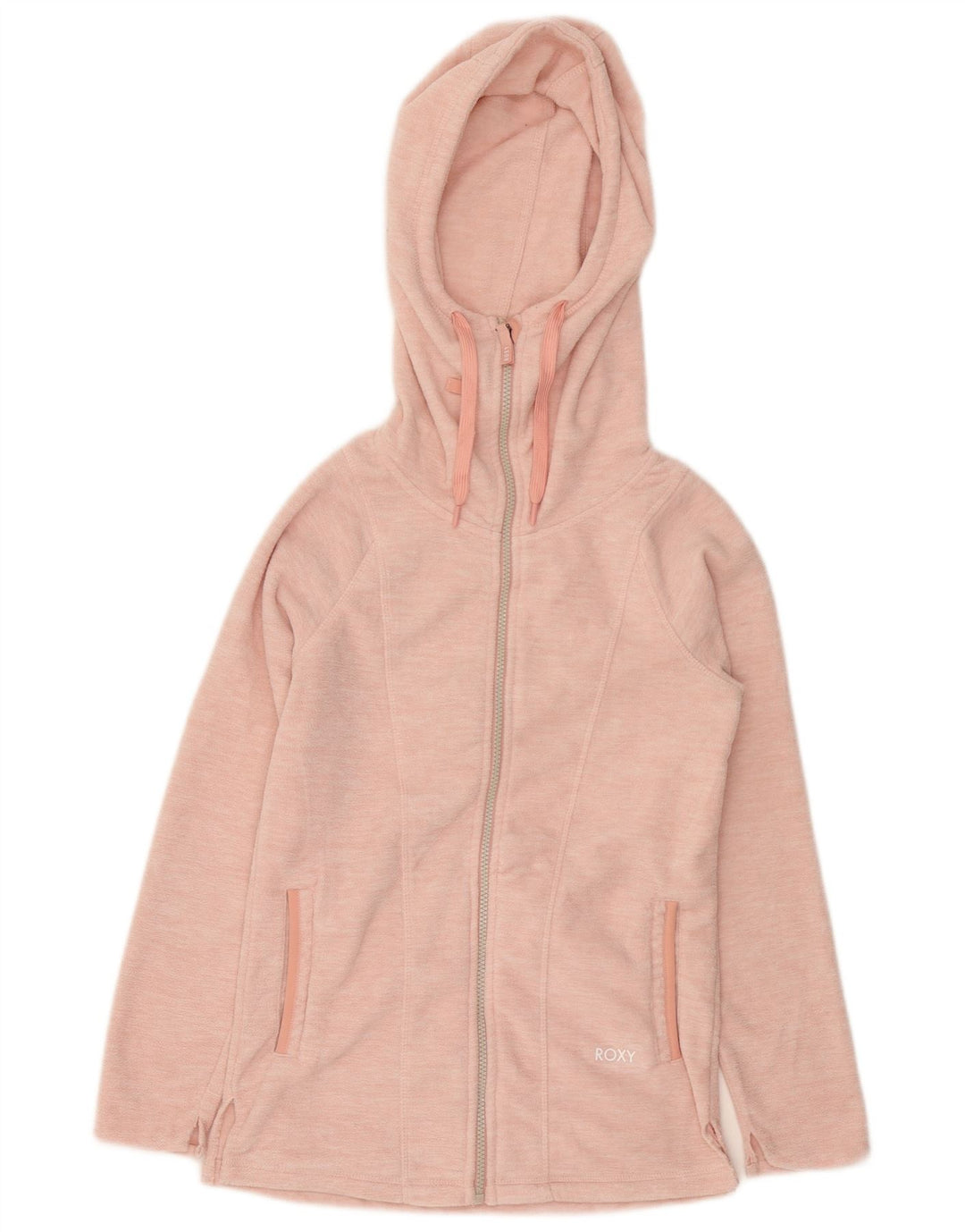 ROXY Womens Hooded Fleece Jacket UK 6 XS Pink Flecked Polyester