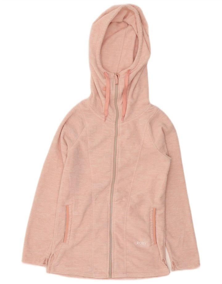 ROXY Womens Hooded Fleece Jacket UK 6 XS Pink Flecked Polyester