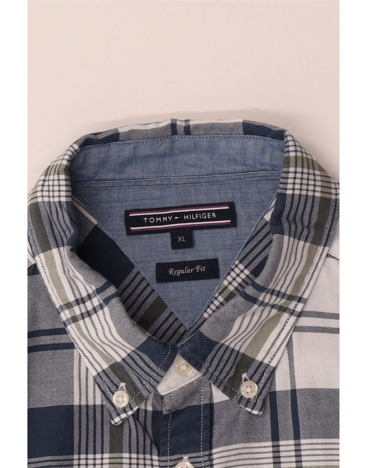 Tommy Hilfiger Mens Regular Fit Shirt XL Navy Blue Check