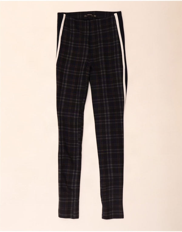 Zara Womens Leggings UK 4 XS Black Check Polyester