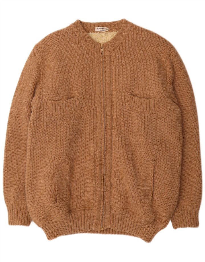 Vintage Mens Sherpa Cardigan Sweater IT 52 Large Beige