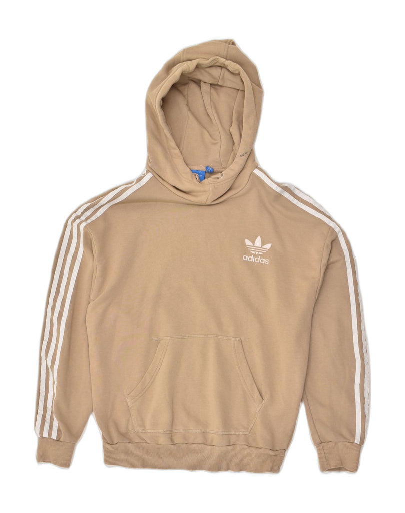 ADIDAS Womens Hoodie Jumper UK 14 Medium Beige Cotton | Vintage Adidas | Thrift | Second-Hand Adidas | Used Clothing | Messina Hembry 