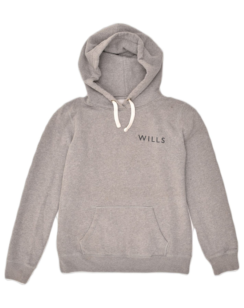 JACK WILLS Womens Graphic Hoodie Jumper UK 8 Small Grey Cotton | Vintage Jack Wills | Thrift | Second-Hand Jack Wills | Used Clothing | Messina Hembry 