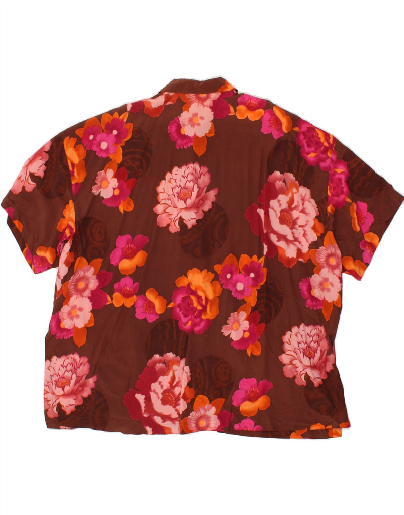 MAX MARA Womens Oversized Short Sleeve Shirt UK 14 Medium Maroon Floral | Vintage Max Mara | Thrift | Second-Hand Max Mara | Used Clothing | Messina Hembry 