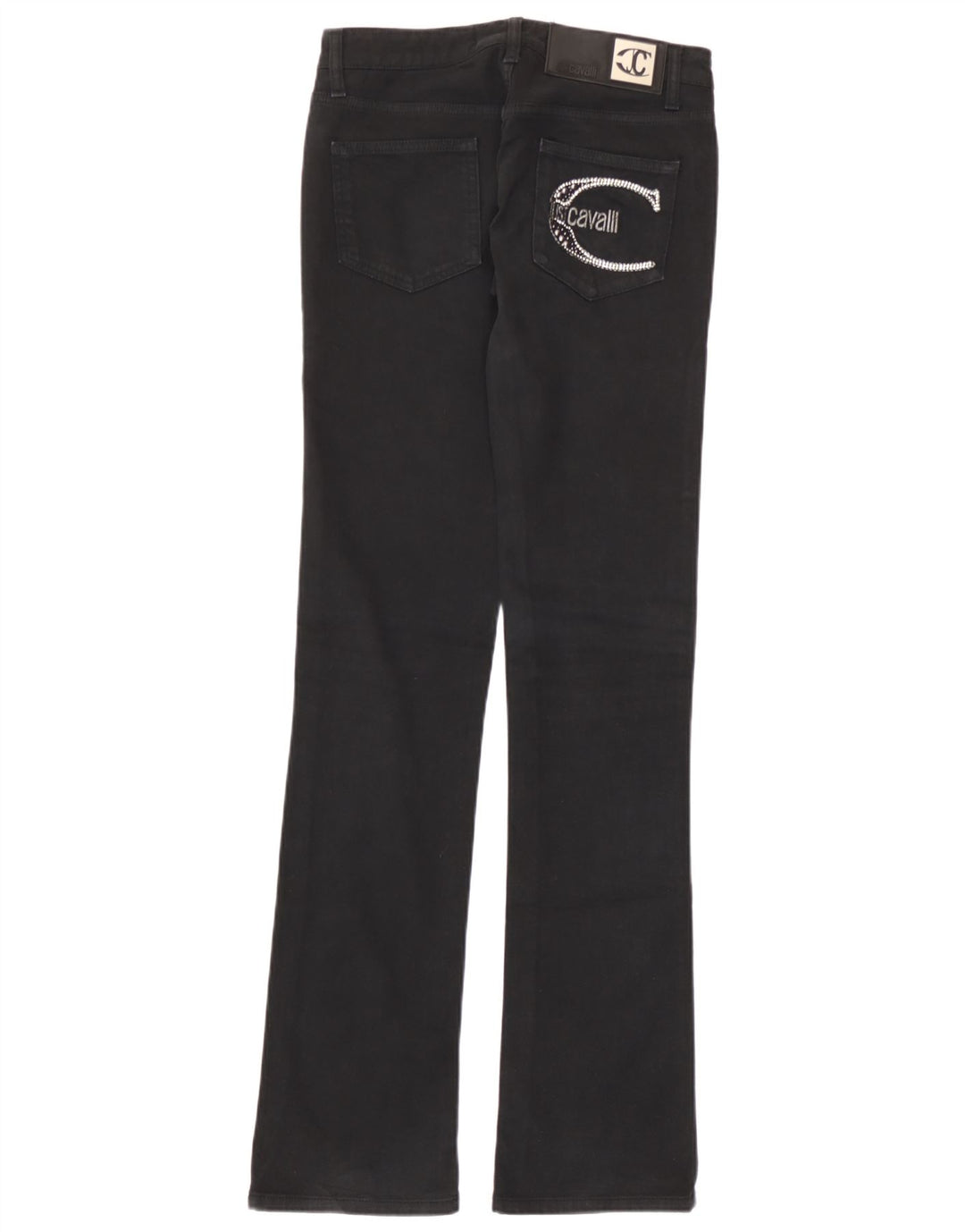 Just Cavalli Womens Graphic Bootcut Jeans IT 40 Small W26 L33 Black Cotton