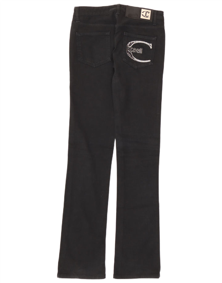 Just Cavalli Womens Graphic Bootcut Jeans IT 40 Small W26 L33 Black Cotton