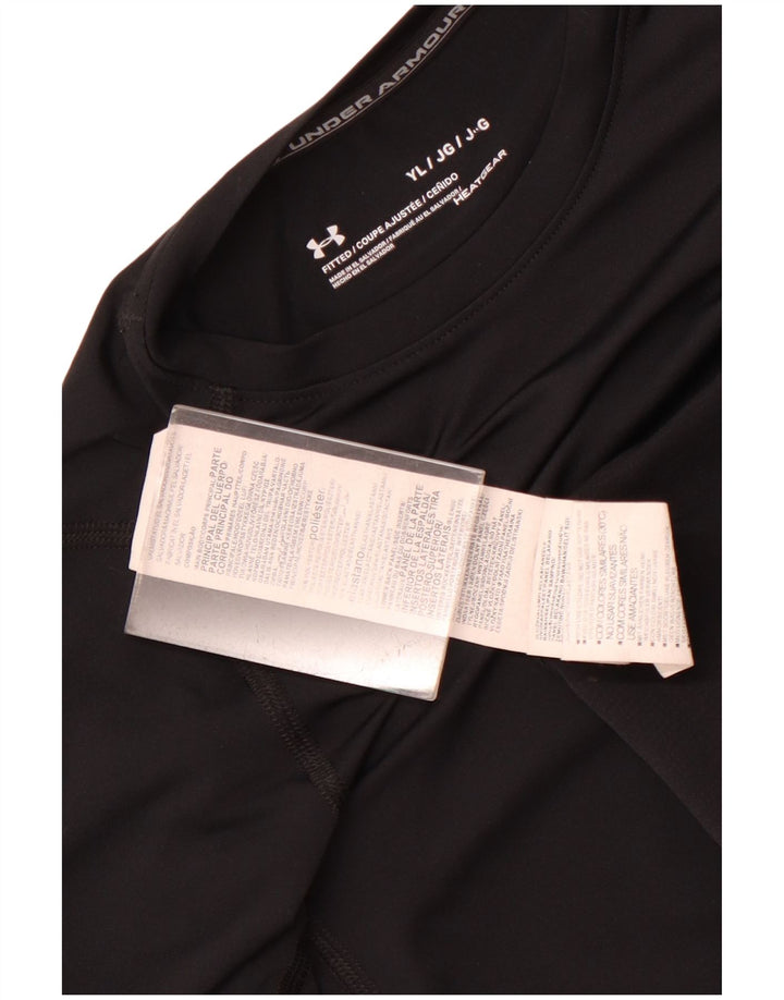 Under Armour Boys Heat Gear Top Long Sleeve 11-12 Years Large Black