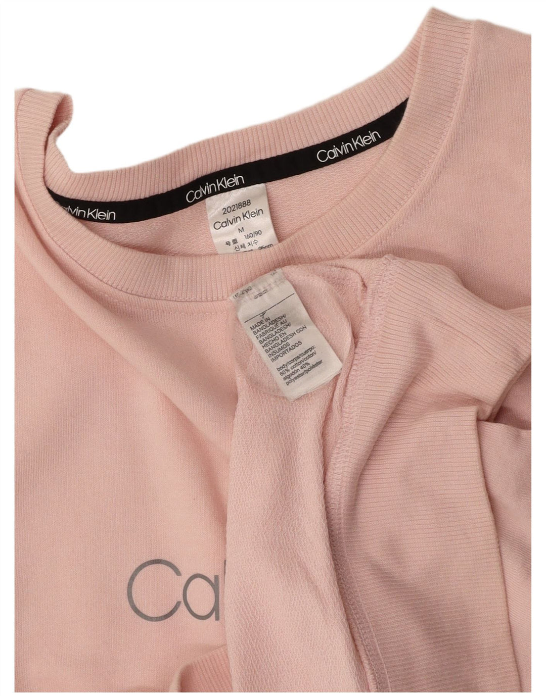 CALVIN KLEIN Womens Graphic Sweatshirt Jumper UK 14 Medium Pink Cotton