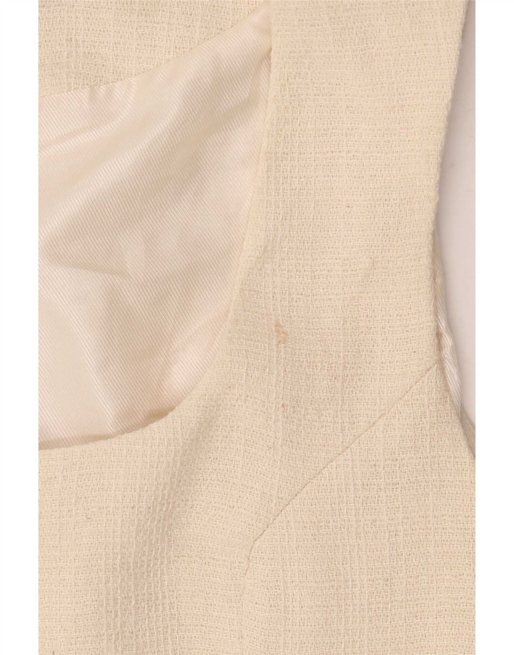 Zara Womens Waistcoat UK 12 Medium Beige Cotton