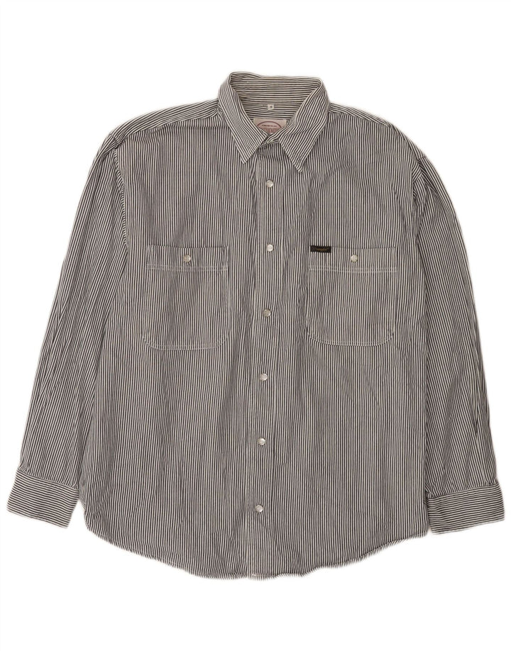 Wrangler Mens Shirt Medium Grey Pinstripe Cotton