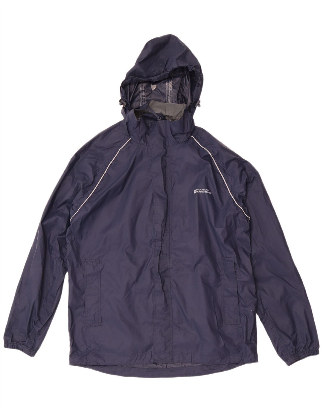 Mountain Warehouse Mens Hooded Rain Jacket UK 38 Medium Navy Blue Nylon