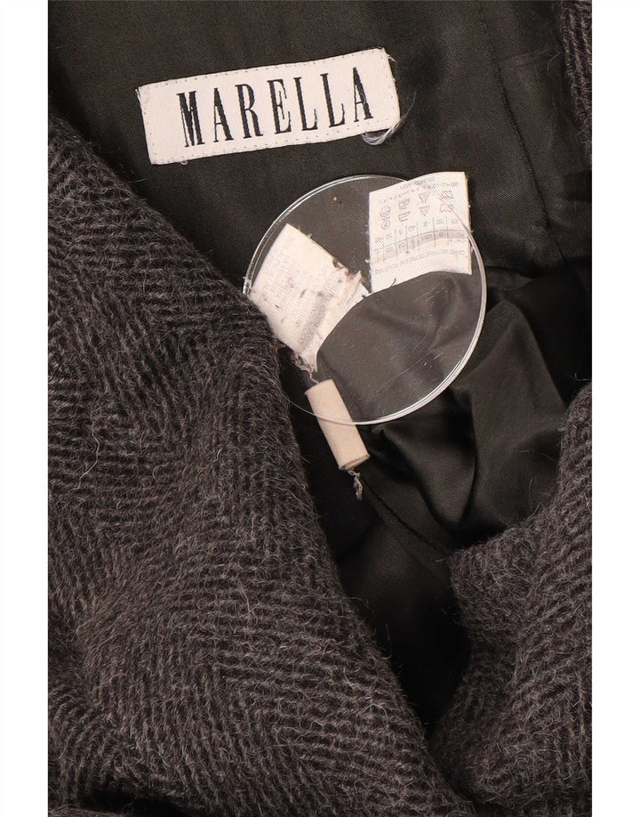 Marella Womens Oversized Overcoat UK 10 Small Grey Herringbone Wool