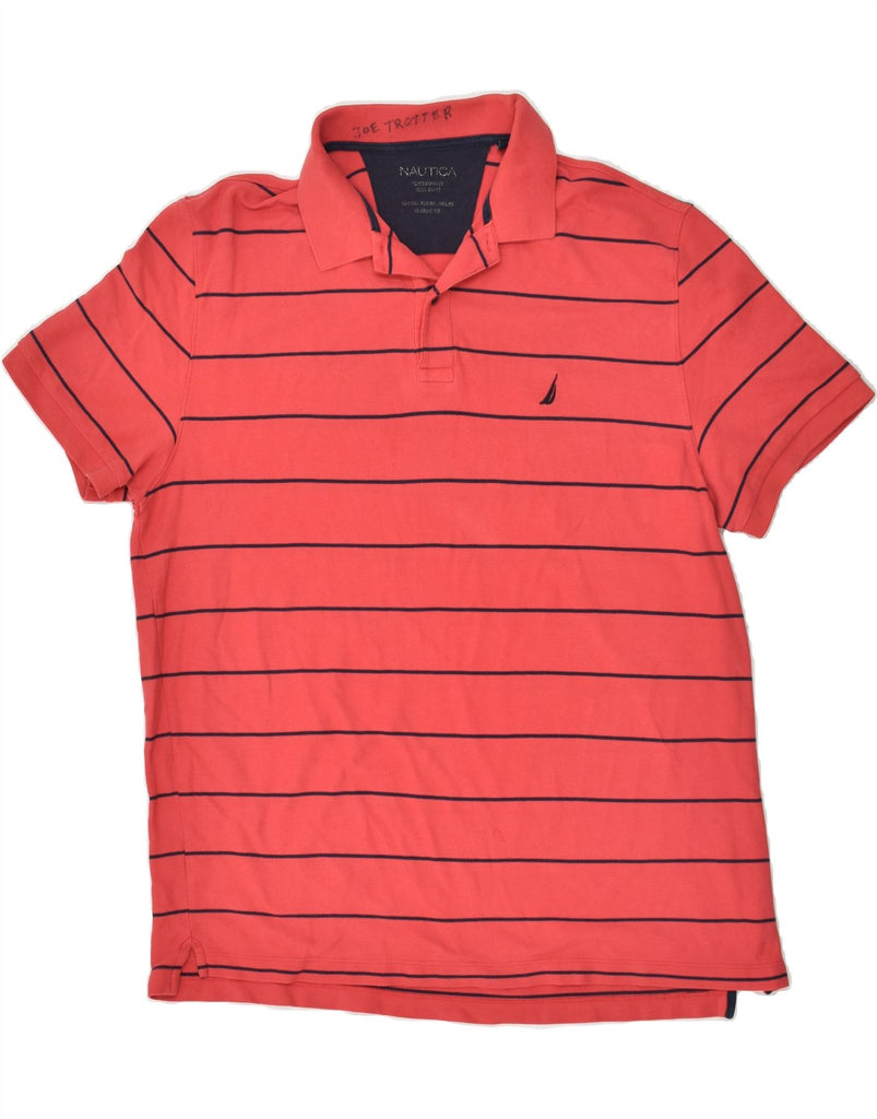 NAUTICA Mens Classic Fit Polo Shirt XL Red Striped Cotton | Vintage Nautica | Thrift | Second-Hand Nautica | Used Clothing | Messina Hembry 