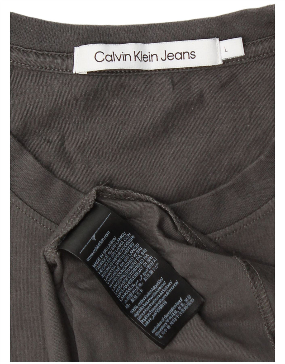 CALVIN KLEIN JEANS Mens Graphic T-Shirt Top Large Grey Cotton