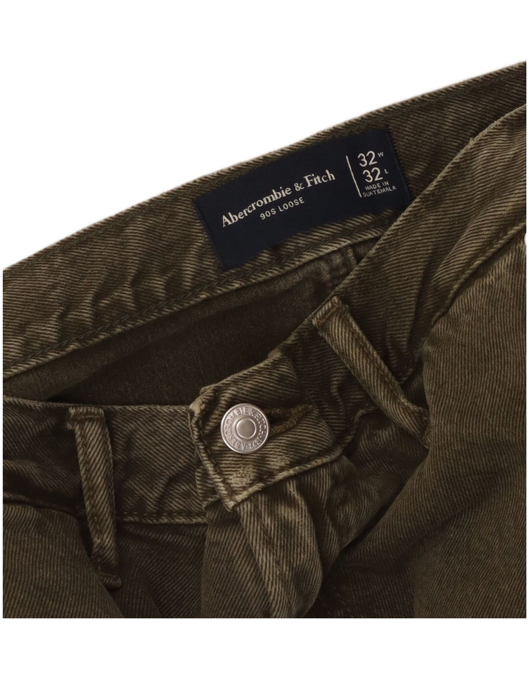 ABERCROMBIE & FITCH Mens Loose Fit Cargo Trousers W32 L32 Khaki 90s