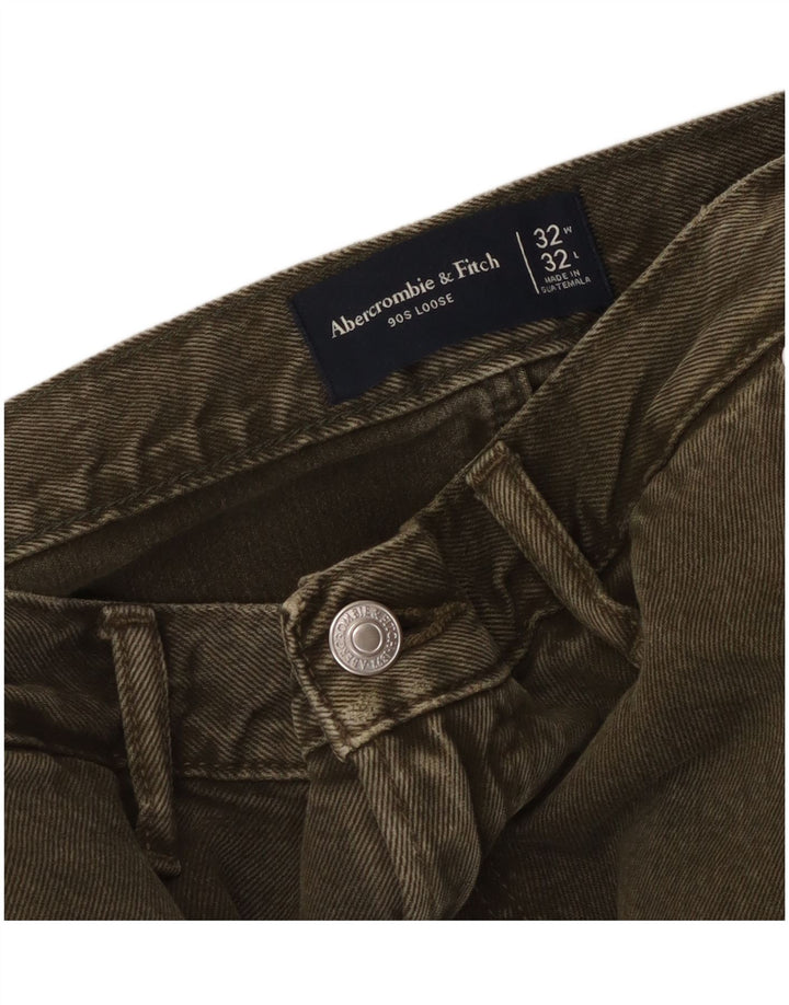 ABERCROMBIE & FITCH Mens Loose Fit Cargo Trousers W32 L32 Khaki 90s